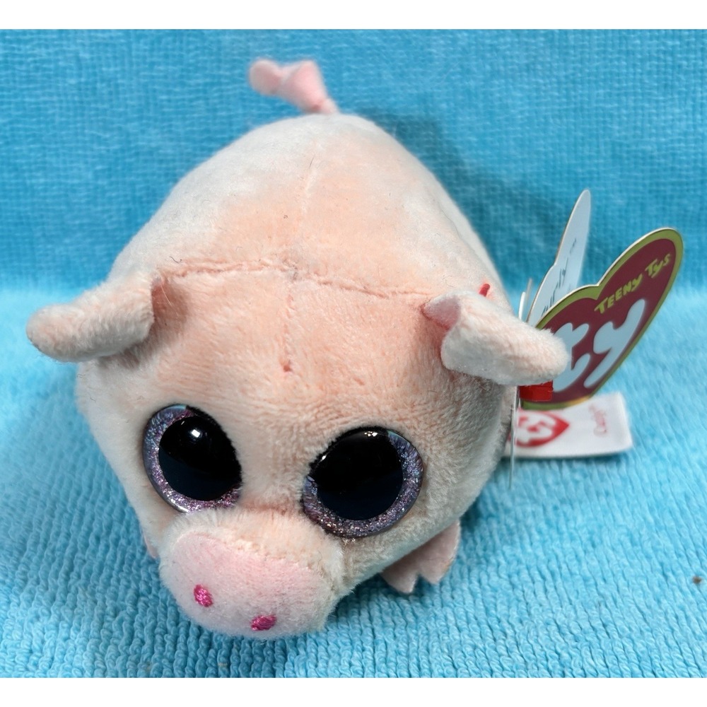 RETIRED Ty Beanie Boos Teeny Tys 4" CURLY Pig Stackable Plush Stuffed Animal Toy